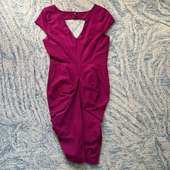 Vintage 90s gas fuchsia, body con rusched wiggle dress 4 - Picture 4 of 6